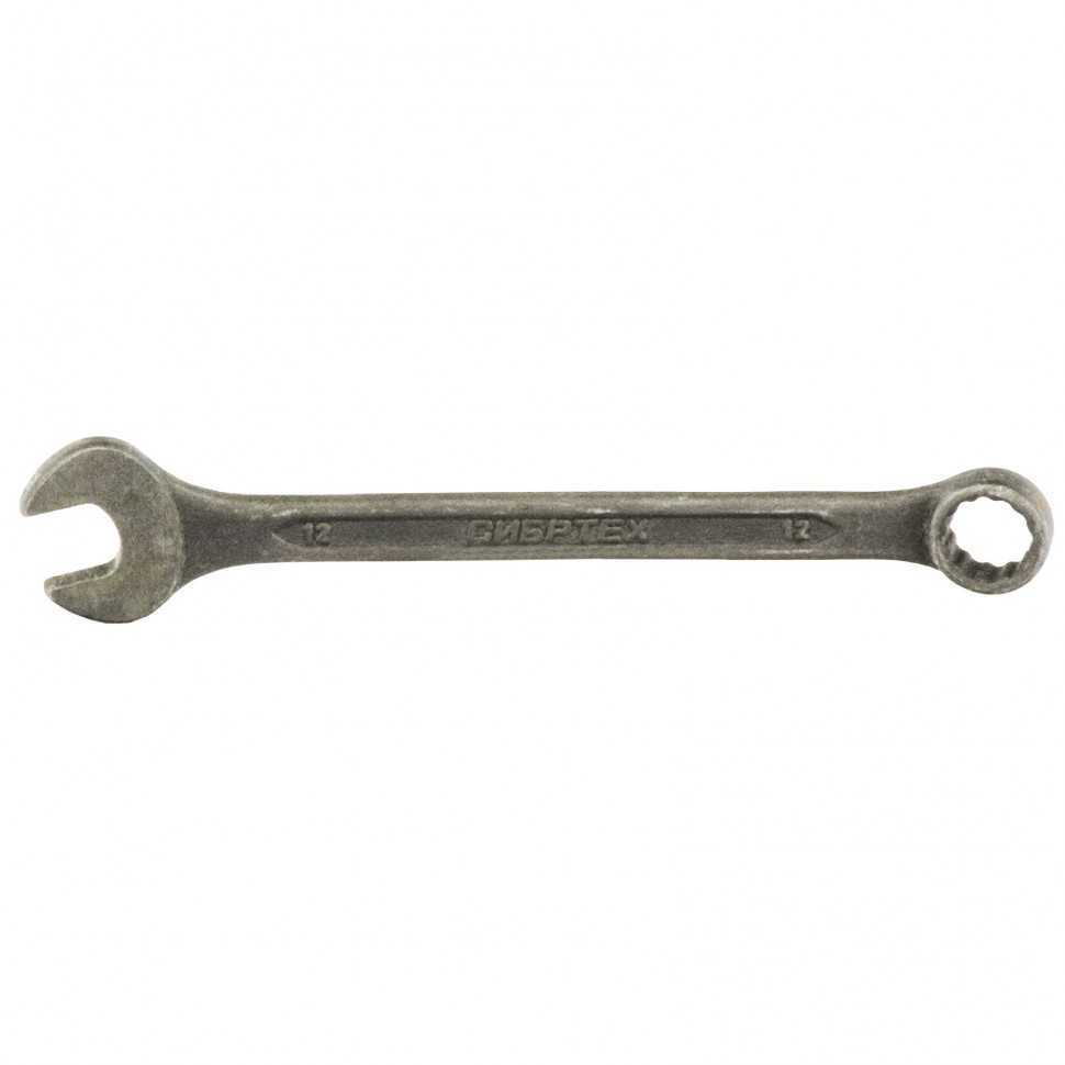 Ключ комбинированный, 12 мм, CrV, фосфатированный, ГОСТ 16983 Сибртех Ключи комбинированные фото, изображение