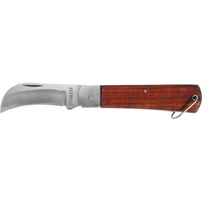 Нож складной, 200 мм, загнутое лезвие, деревянная ручка Sparta Ножи строительные фото, изображение