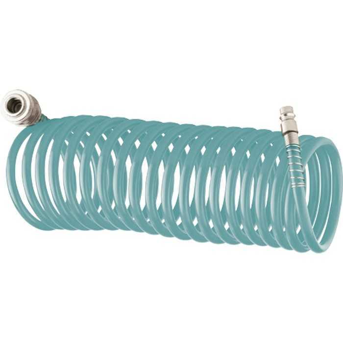 Полиуретановый спиральный шланг профессиональный BASF, 10 м, с быстросъемными соединениями Stels Пневмоинструмент (аксессуары) фото, изображение