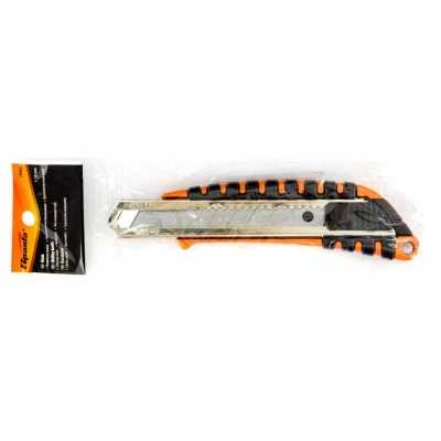 Нож, 18 мм, выдвижное лезвие, металлическая направляющая, металлический двухкомпонентный корпус Sparta Ножи строительные фото, изображение